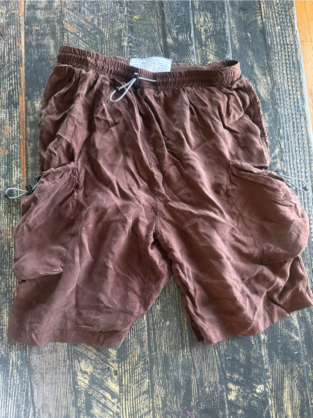 Men's Brown Cargo Shorts with Adjustable Drawstring Waist